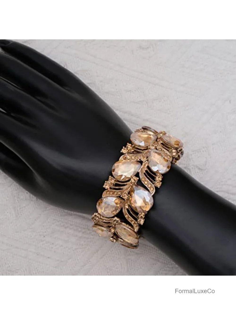 Elegant Stretch Bangle Bracelet Crystal Wide Statement for Women Party Prom